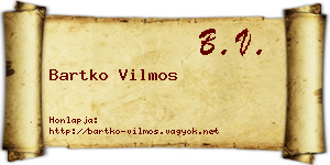 Bartko Vilmos névjegykártya
